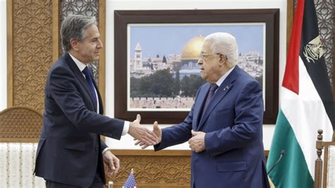 Blinken tries to assure Abbas in a West Bank stop aimed at containing fallout from the war